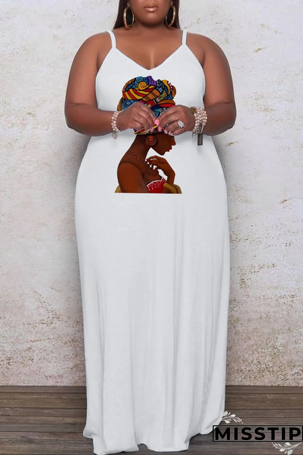 Black Casual Print Patchwork Spaghetti Strap Sling Dress Plus Size Dresses