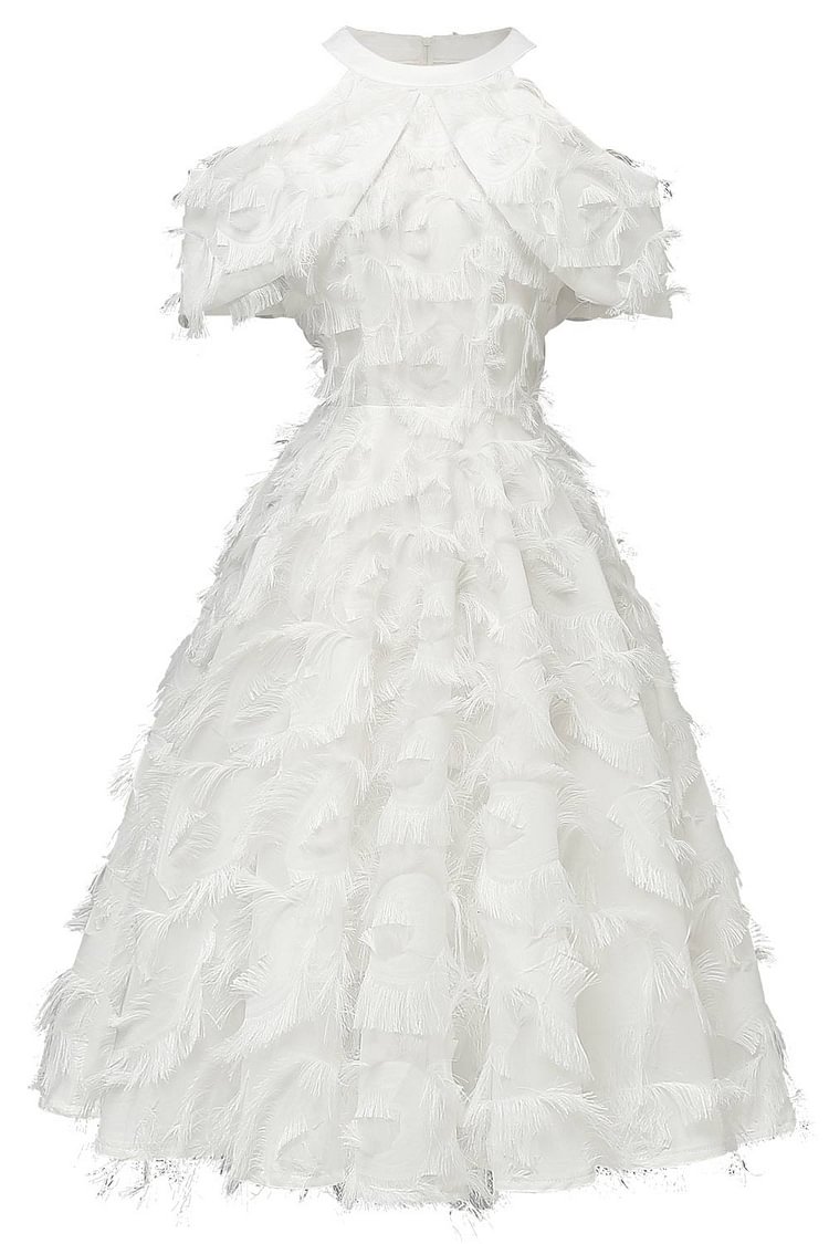 Halter Sleeveless Tasseled Prom Dress - Chicaggo
