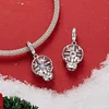 S925 Silver Xmas Snowflake Crystal Ball Charm Bead