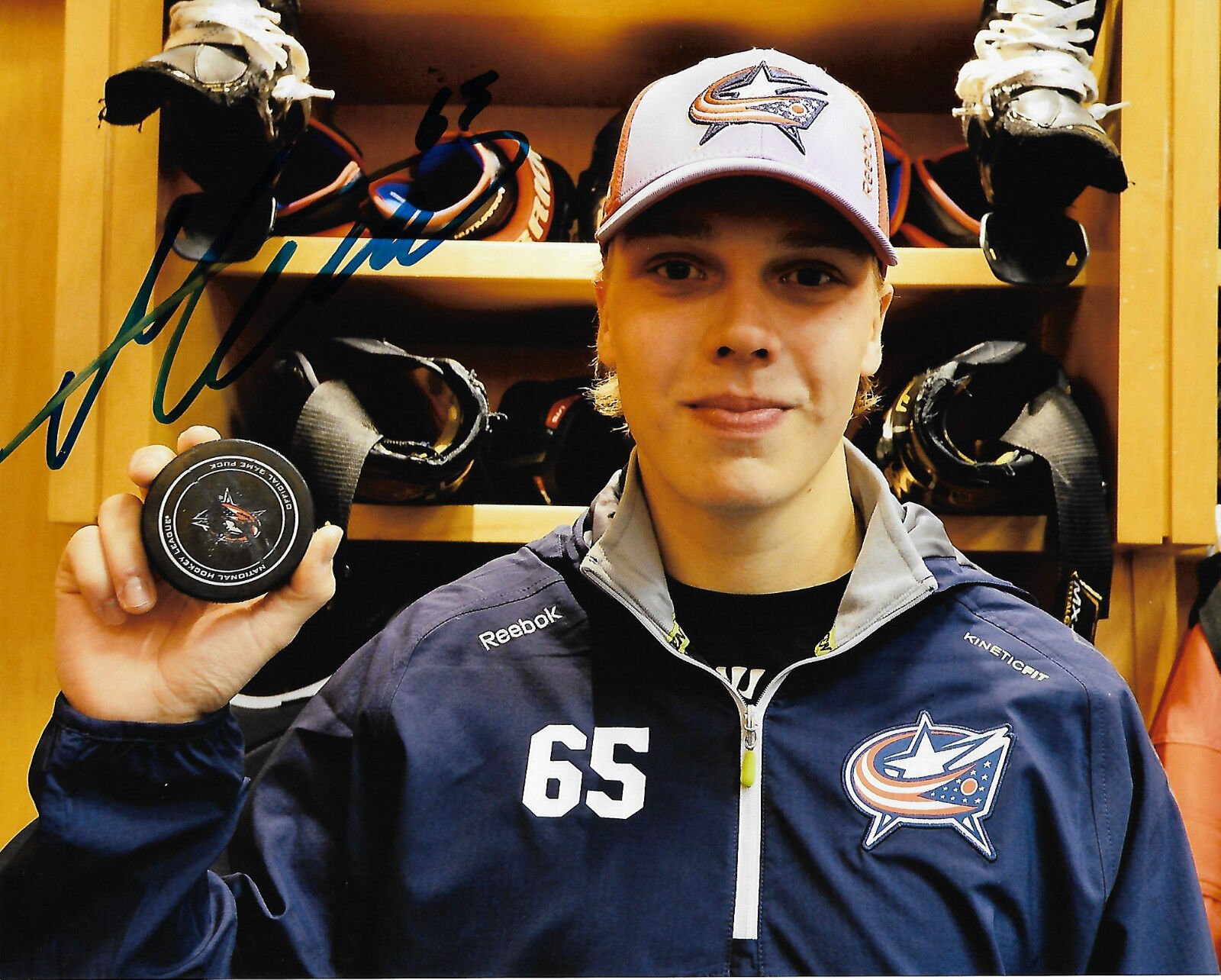 Columbus Blue Jackets Markus Nutivaara Signed Autographed 8x10 Photo Poster painting COA E