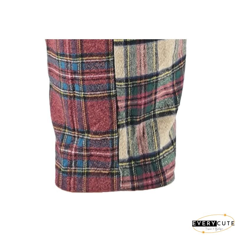 Plaid Patchwork Woolen Coat