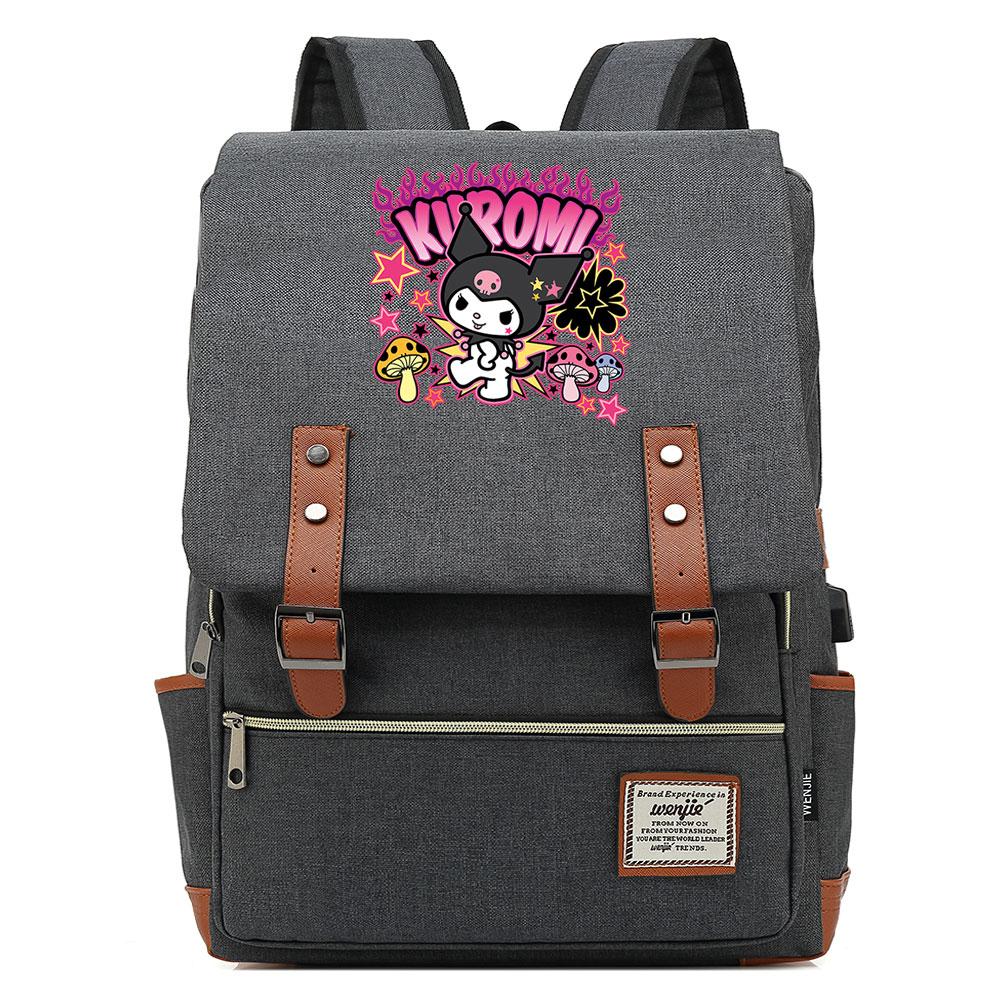 Mayoulove Kuromi Backpack Large Capacity Cute Design Perfect for School and Outdoor Activities-Mayoulove