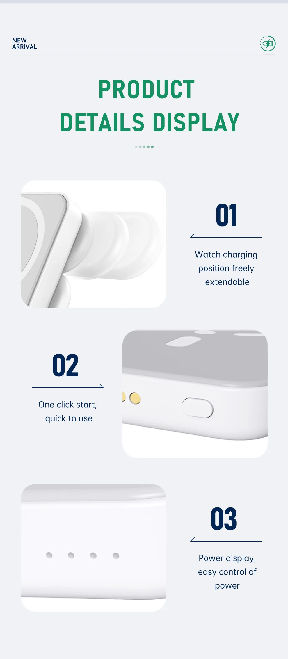 Magsafe magnetic power bank with stand 4 in 1 detachable foldable wireless charger