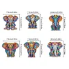 6pcs/set DIY Special-shaped Diamond Painting Wall-mounted Key Hook Kit (Elephant)