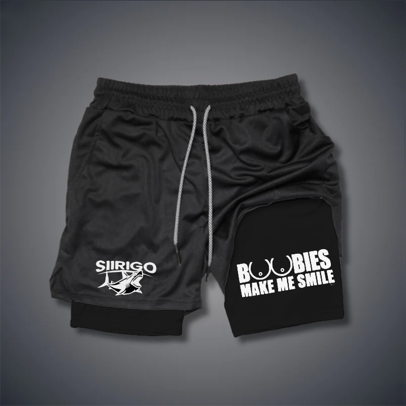 BOOBIES MAKE ME SMILE Graphic GYM PERFORMANCE SHORTS