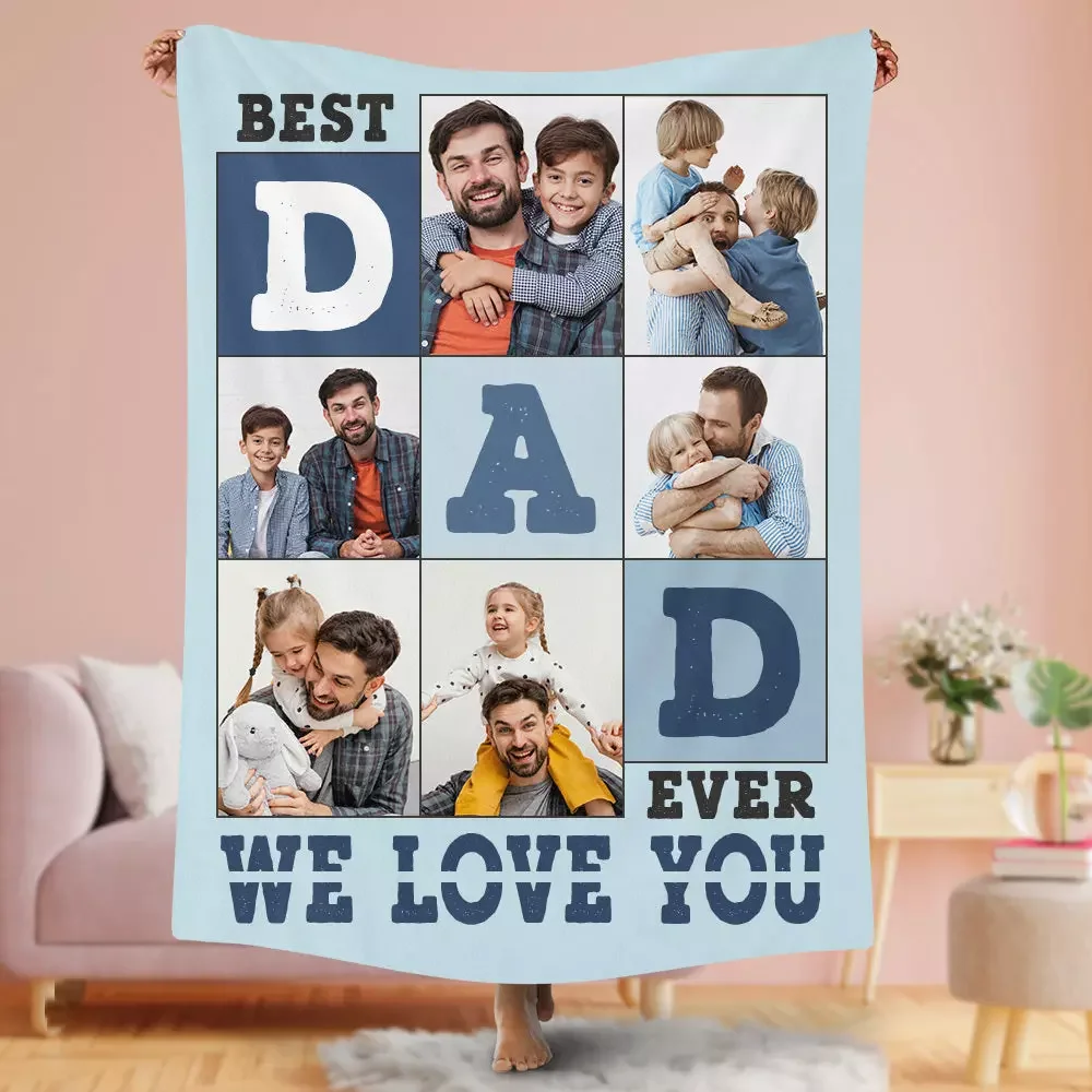 Loveyoufancy Custom Photo Blankets Personalized Father'S Day Gift For Dad Blanket