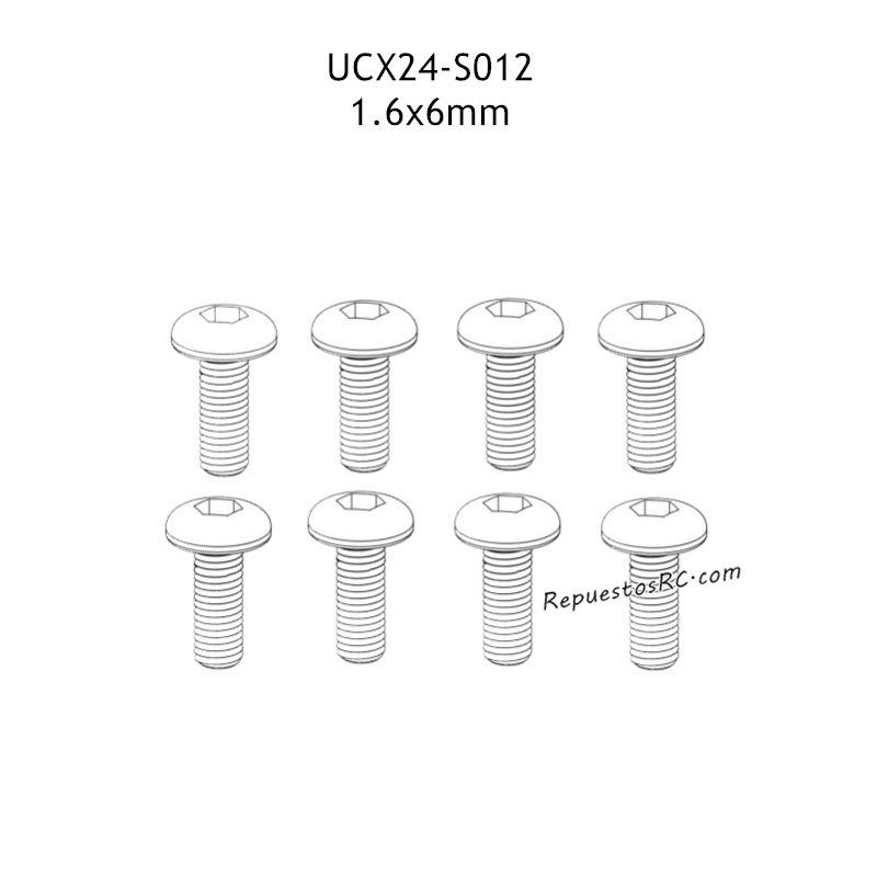 UDIRC UCX2405 Accesorios 1.6x6mm Tornillo Hexagonal de Cabeza Cil&iacute;ndrica para M&aacute;quinas UCX24-S012