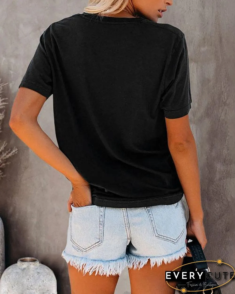 Women Print Crew Neck Short Sleeve Shirts