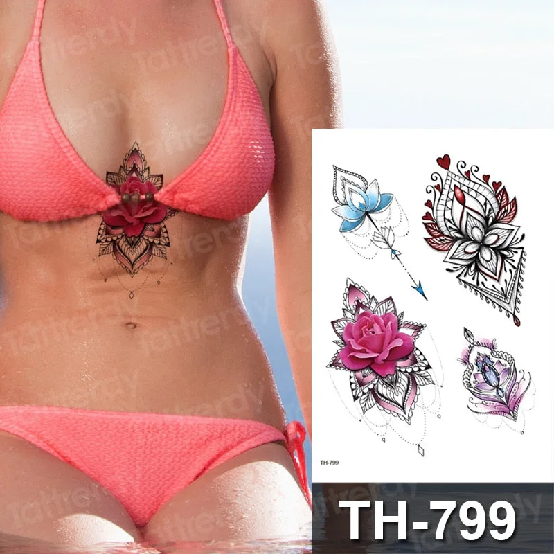 sexy temporary tattoo flower swallow fish tattoo watercolor stretch flower tattoo designs animals waterproof tatoo fake body art