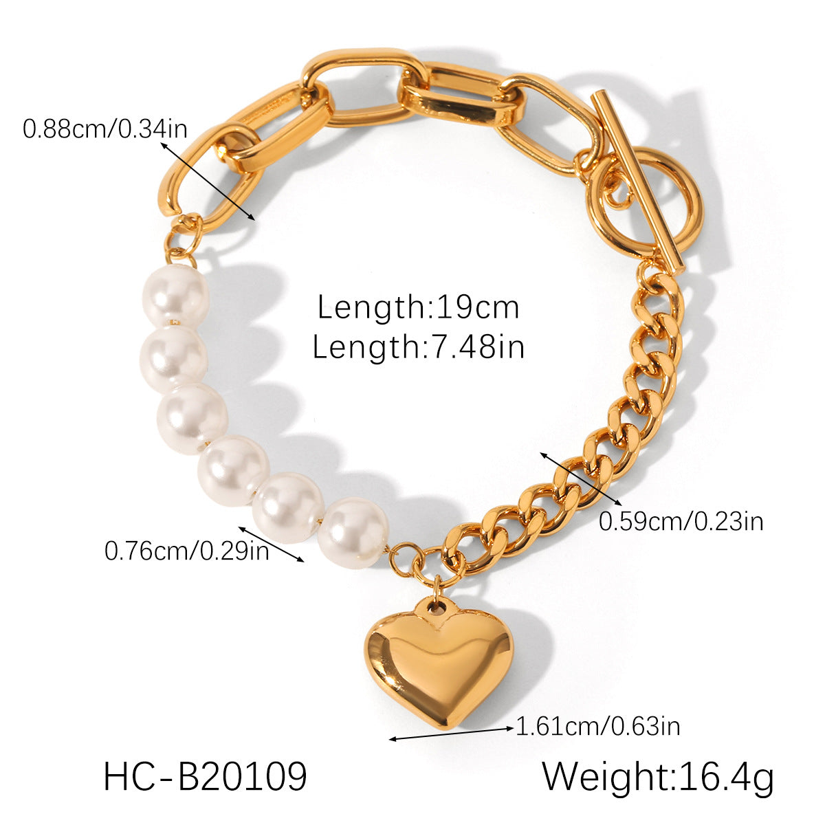 Stainless Steel Bracelet Ot Buckle Love Pearl Bracelet Female Titanium Steel Jewelry