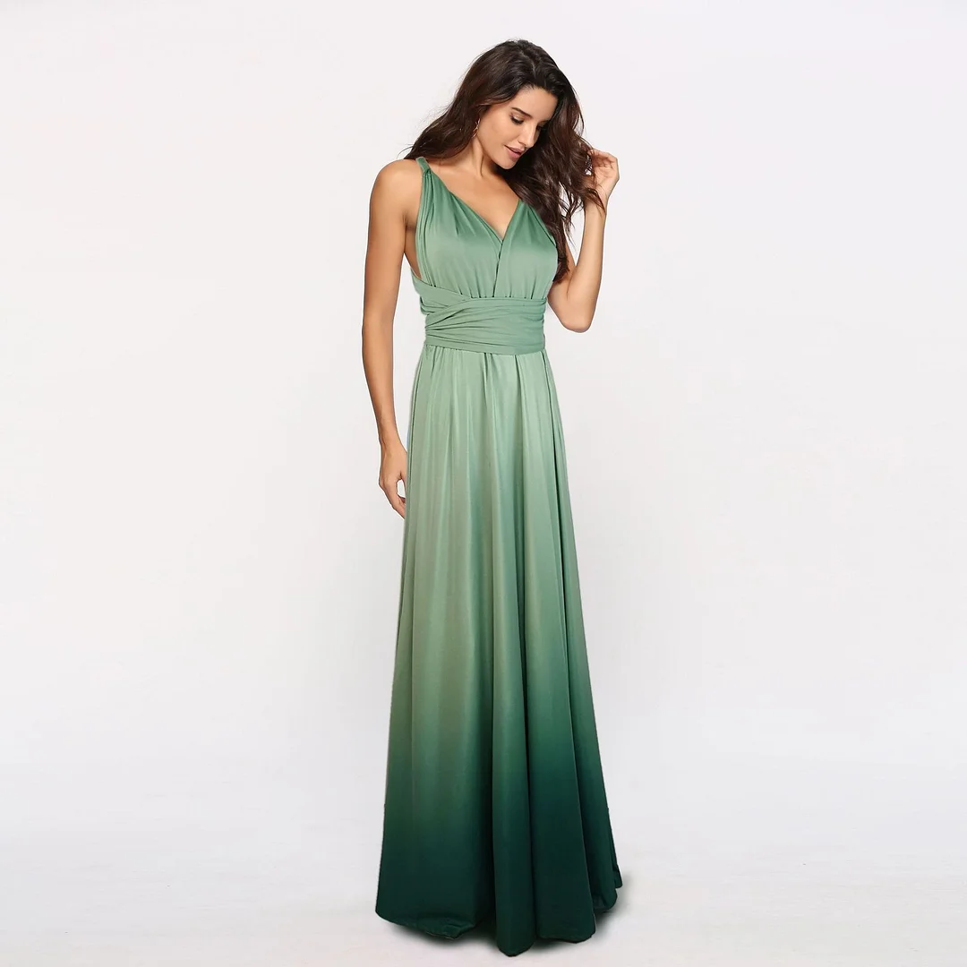 Woman dress prevalent Summer V neck sleeveless thin waist Gradient Dresses Casual Vestidos dropshipping sale FTYSLQ5125