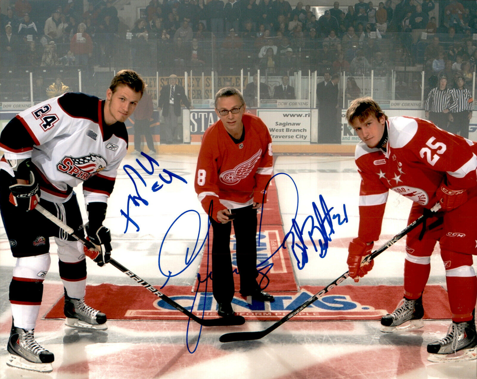 Igor Larionov Ivan Telegin Brock Beukeboom SIGNED 8x10 Photo Poster painting DETROIT RED WINGS