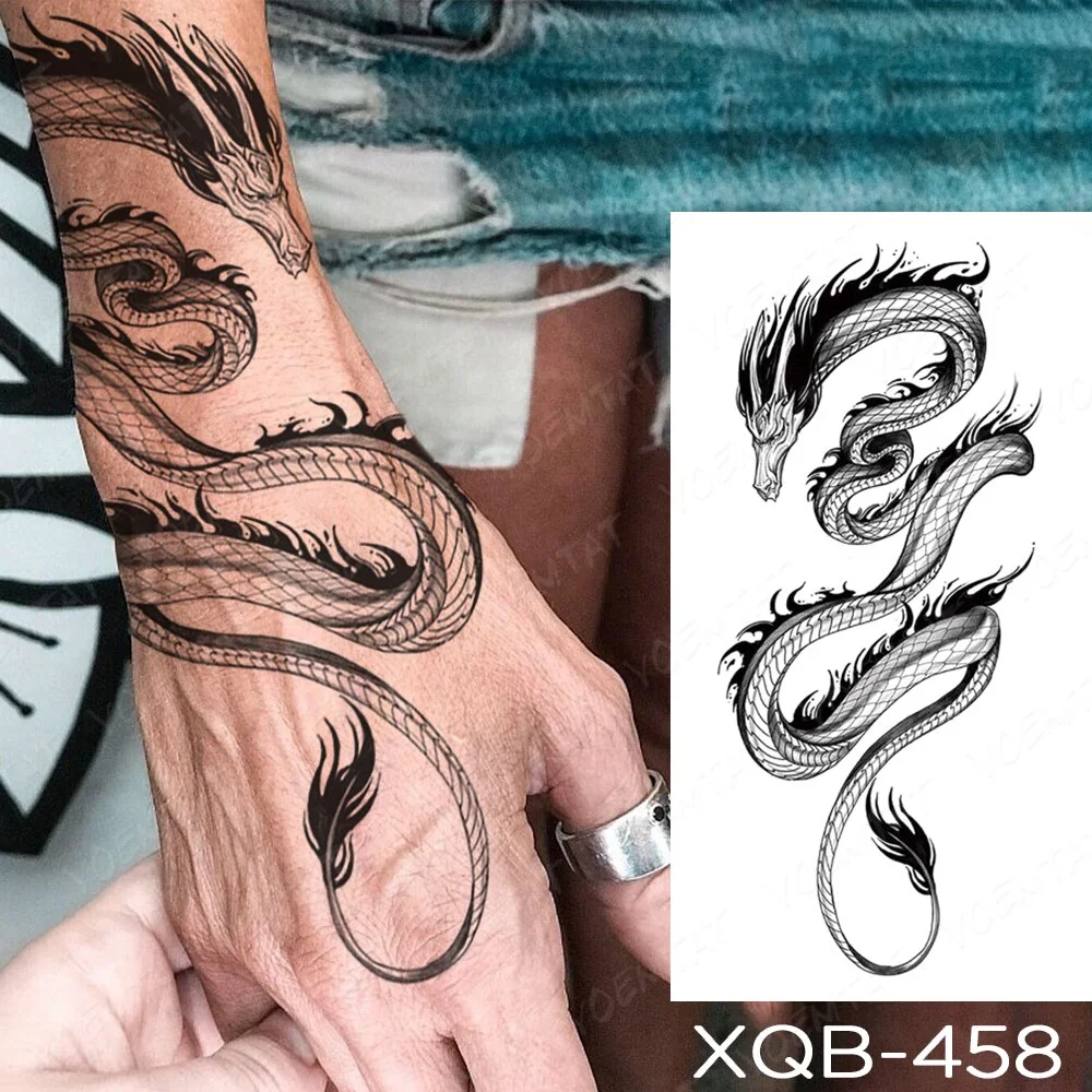 Sdrawing Temporary Tattoo Sticker Old School Lion Wolf Flash Tatto Triangle Geometry Body Art Arm Fake Tatoo Men Women