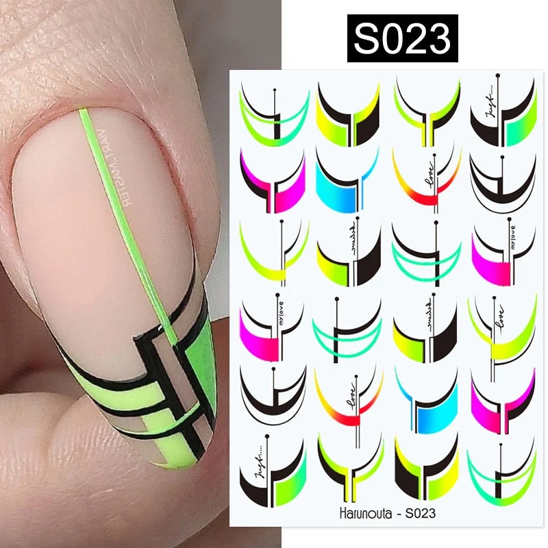 1PC Sexy Lady Shaped 3D Nail Stickers Character Face Image Leaves Flower Decals Slider Black White DIY Nail Art Decorarion-Nail Inspo