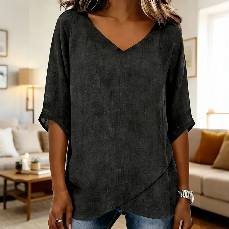 Women's Solid Color Irregular Casual Loose Top