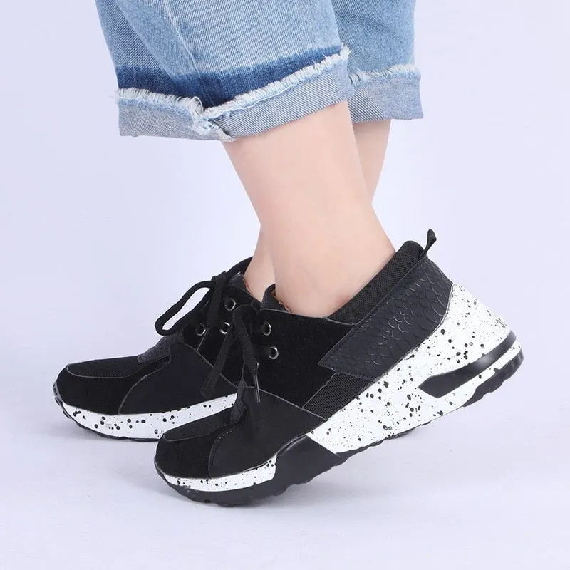 Summer Thick Bottom Sneakers For Women Wedge Sneakers Breathable Light Weight Sequined Shake Vulcanized Shoes Fashion Girls 2021