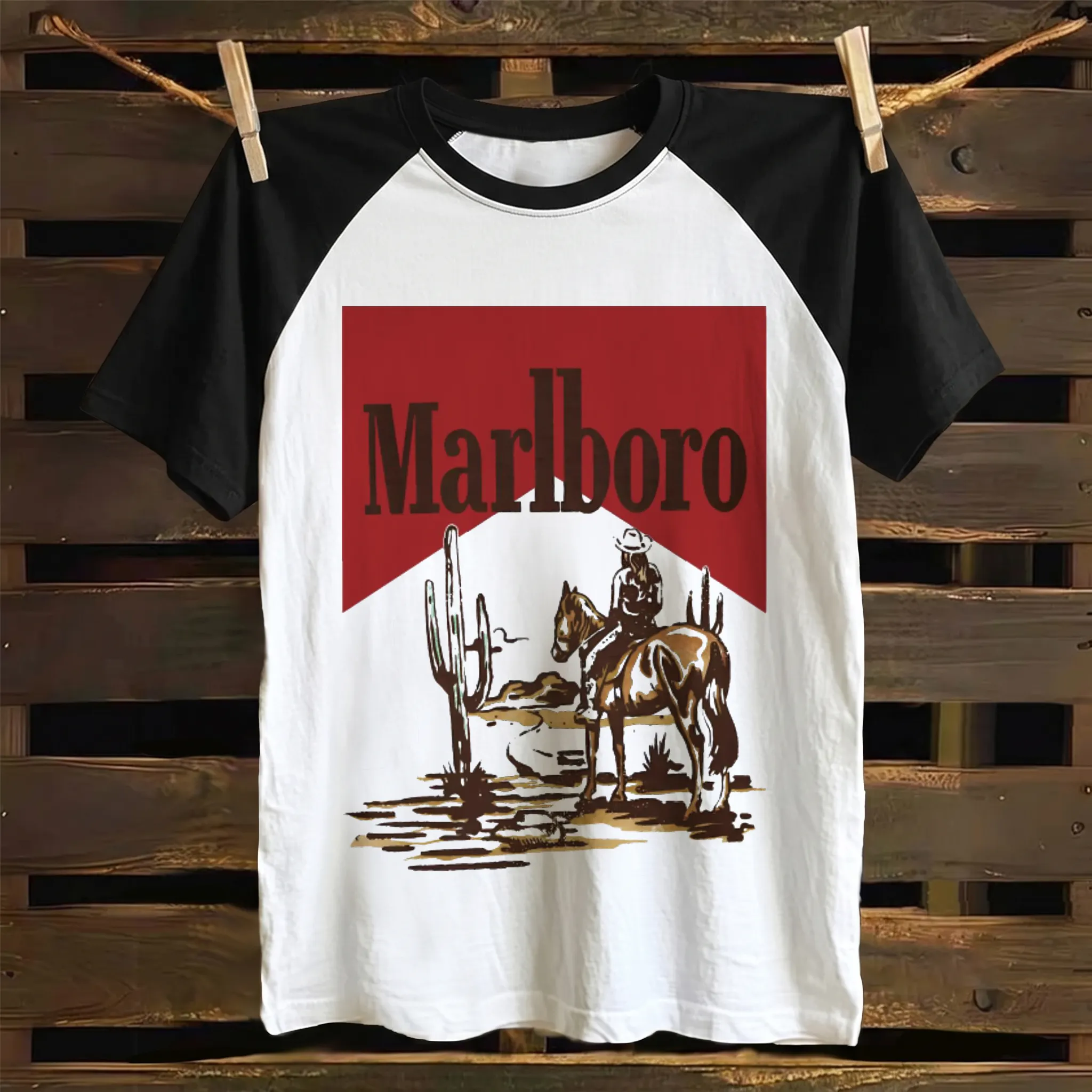 Western Cowgirl Graphic Print Color-block Raglan T-shirt