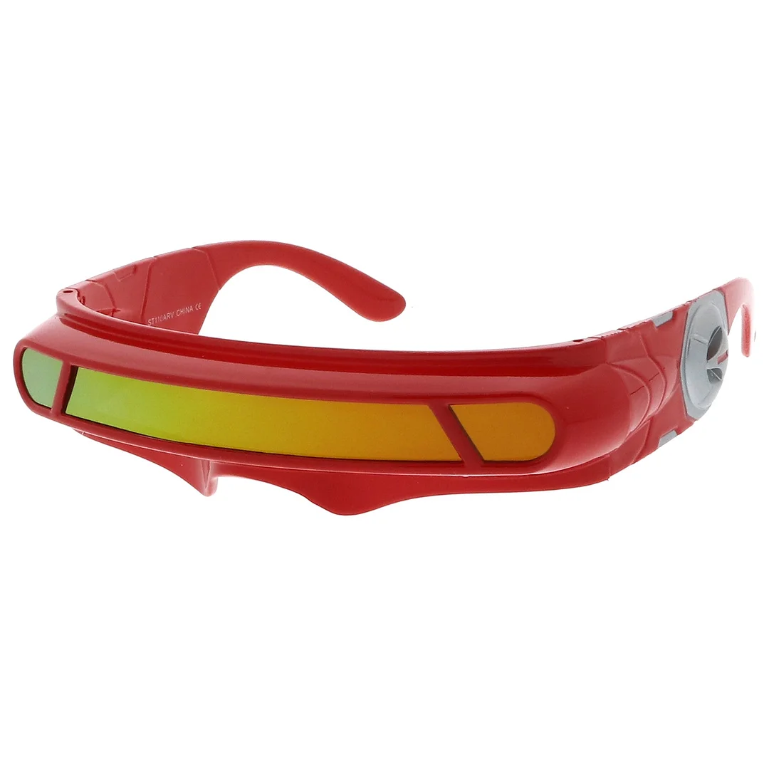 Futuristic Cyclops Shield Colored Mirror Mono Lens Wrap glasses 147mm