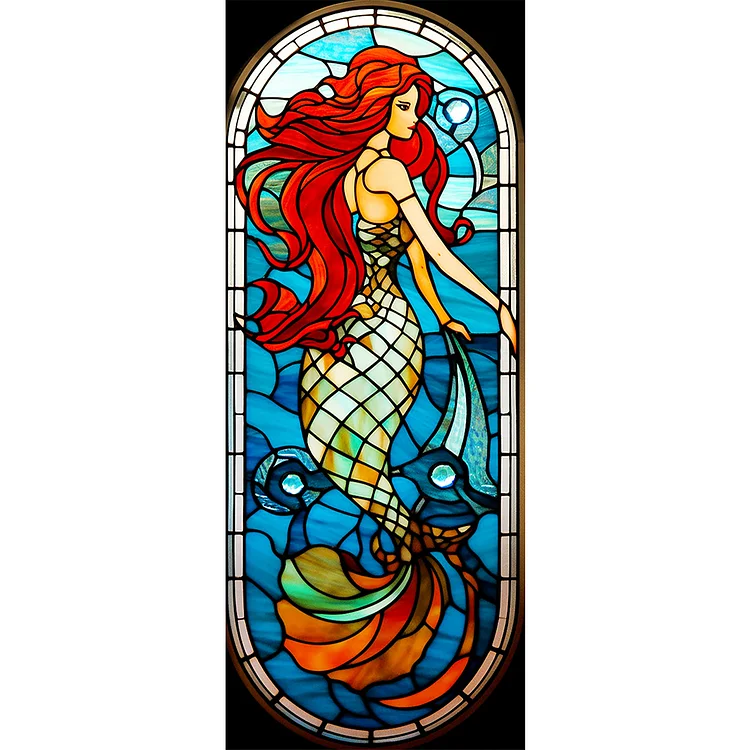 Mermaid Glass Painting 40*100CM(Canvas) Full Round Drill Diamond Painting gbfke