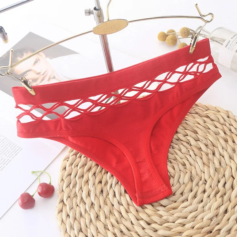 New Women's Underwear Panties Sexy High Elastic Mesh Thong Bikinis Mid Waist Plus Size Comfortable Hollow Out Fashion Lingerie