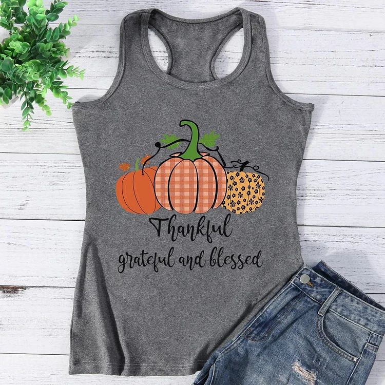 Thankful Grateful Blessed Vest Top-Annaletters