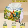 (24cm)Diamond Art Tissue Box DIY PU Napkin Cover for Home Decoration(farm chicken)
