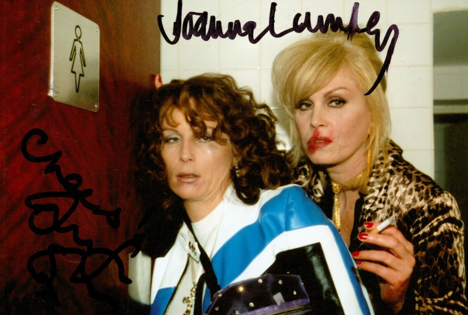 Jennifer Saunders Joanna Lumley Signed 6x4 Photo Poster painting Ab Fab Genuine Autograph + COA