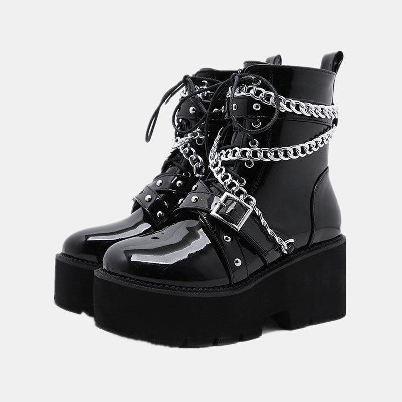 Chained Belt Boots - GothBB 2022 free shipping available