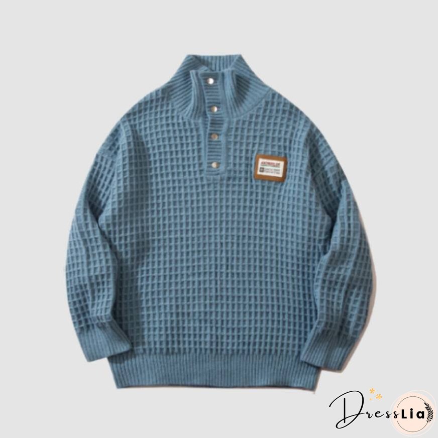 Label Textured Turtleneck Sweater