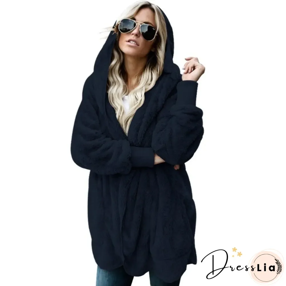 Autumn And Winter Hoodies Women Wool Warm Cotton Coat Sweatshirt Mid-length Double-sided Anti-fur Coat