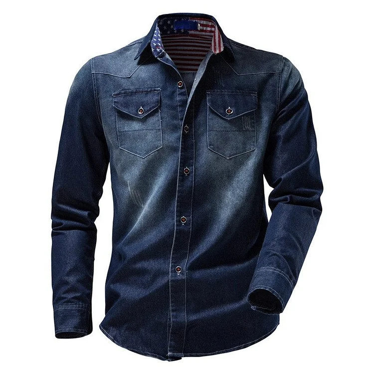 2022 Autumn Fashion Solid Men Denim Coats Retro Slim Long Sleeve Single Breasted Jacket Mens Spring Casual Turn-down Streetwear
