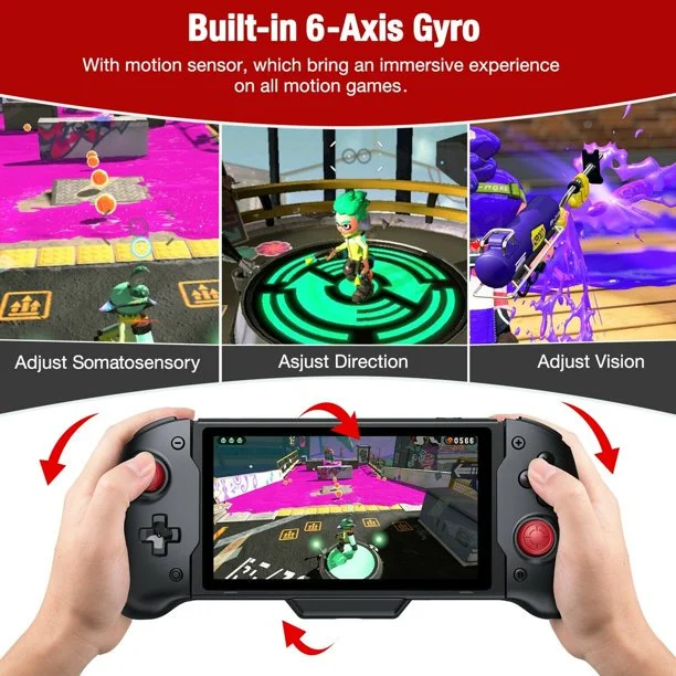 DinoFire Pro Controller for Nintendo Switch Handheld Mode, Switch Controller(Black)