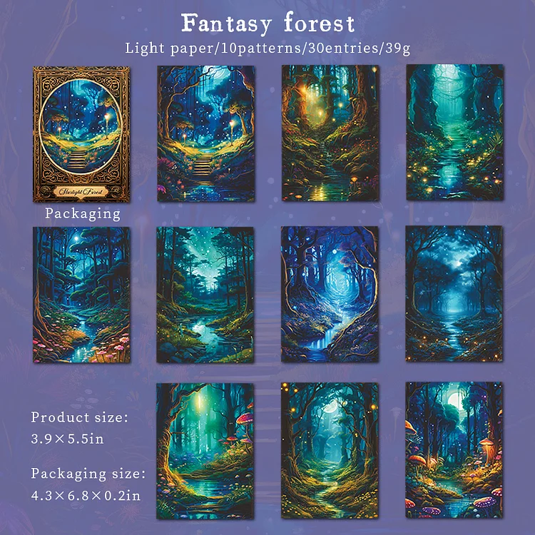 Journalsay 30 Sheets Starlight Forest Series Vintage Magic Animal Material Paper