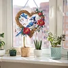 (US Local)DIY Double Sided Special Shaped Wreath Blue Bird Diamond Painting Hanging Decor