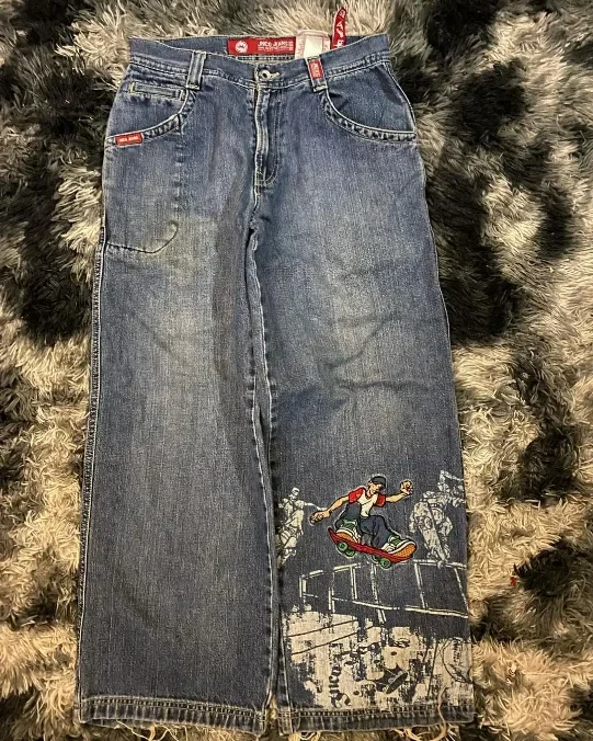Parigaminghub how to style cargo pants women Y2K Harajuku simple embroidery popular design baggy high waist jeans men's 2025 hip-hop street casual lazy style straight pants Pants