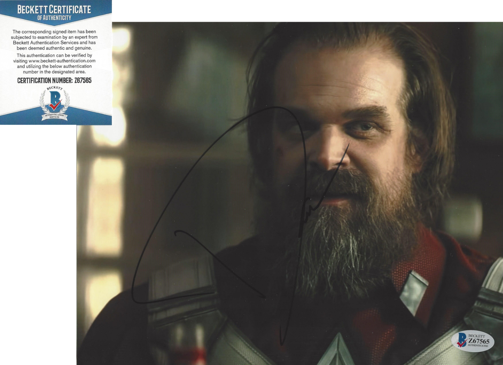 DAVID HARBOUR SIGNED BLACK WIDOW 8x10 MOVIE Photo Poster painting 1 BECKETT COA RED GUARDIAN BAS