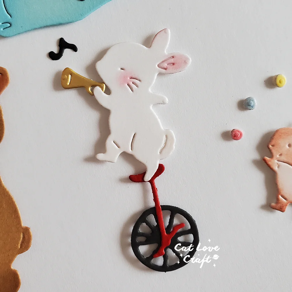 Nigikala Rabbit Acrobatic Metal Cutting Dies Scrapbooking Mold Knife Stencil Die Cuts Card Making DIY Craft Embossing New Die For