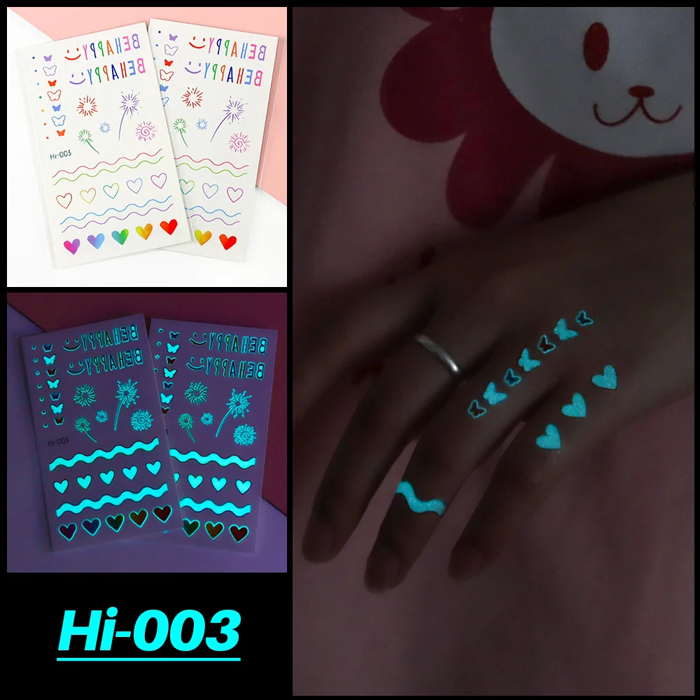 Sdrawing Luminous Tattoo Hand Finger Starry Star Universe for Kids Fake Tattoo Glowing In Dark Waterproof Temporary Tattoo Stickers
