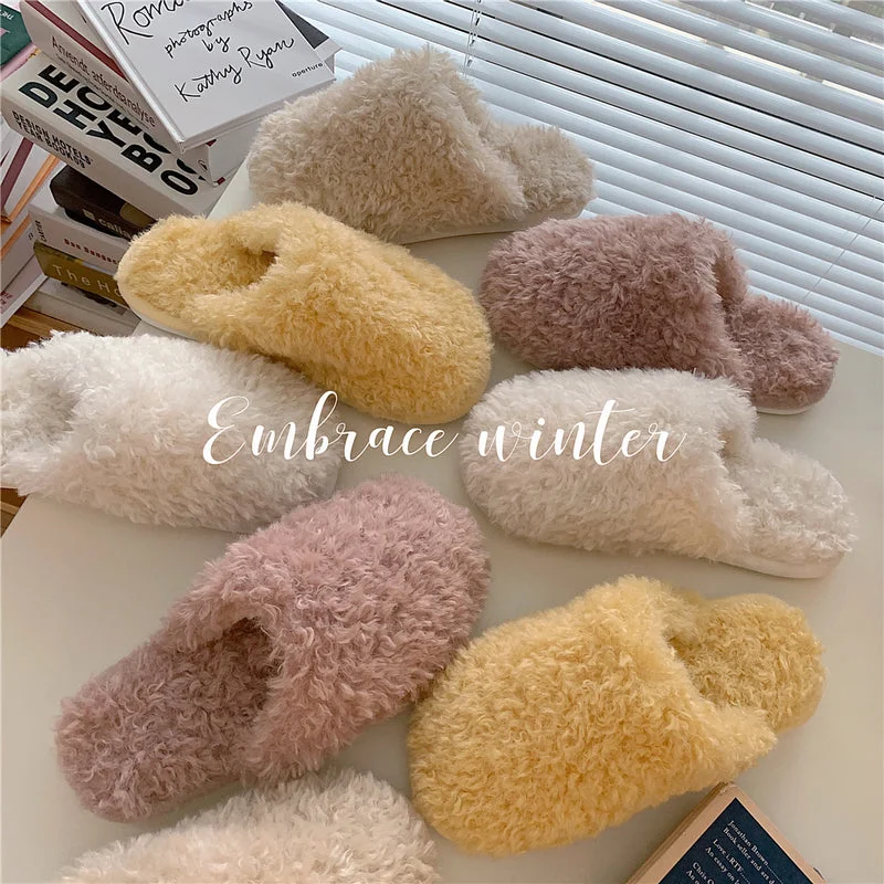 Fluffy Slippers-Comfy Flush Home Slippers