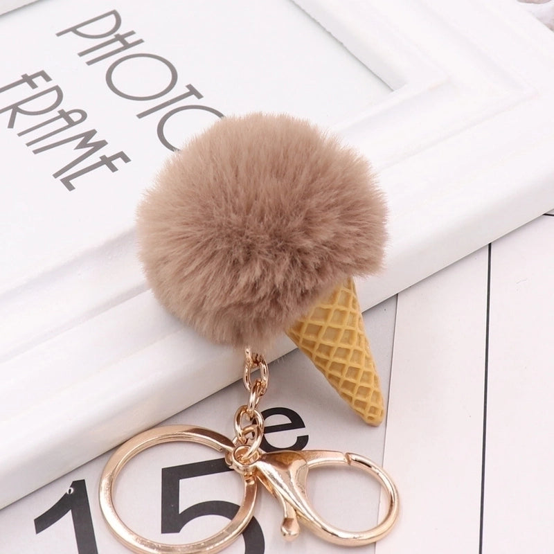 Cute Ice Cream Plush Women’s Bag Pendant Keychain