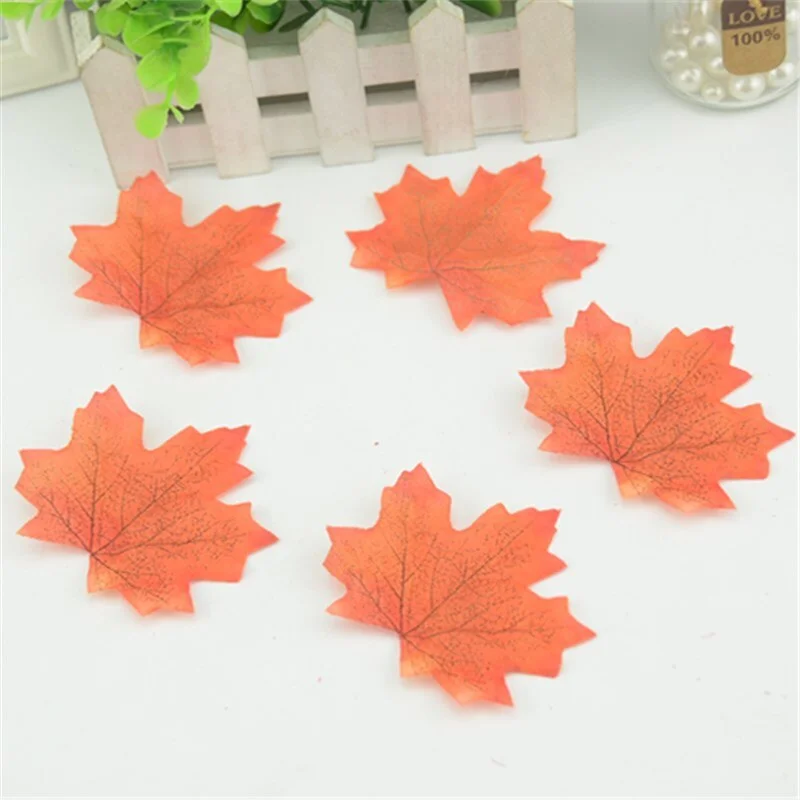 100pcs Artificial Silk Maple Leaves Multicolor Fake Flower Leaf For Wedding Decoration Background Scrapbooking Handcraft accesso