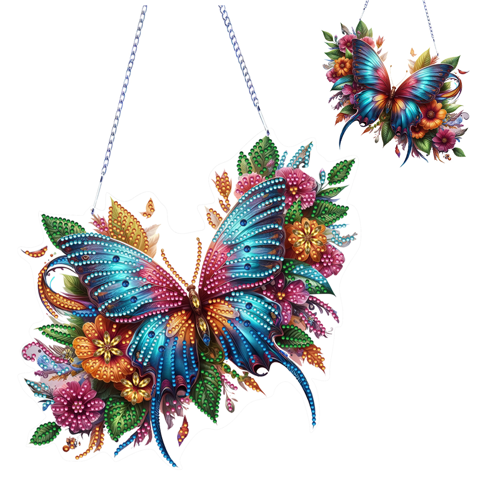 Acrylic Special Shaped Flowers Butterflies 5D DIY Diamond Art Hanging Decoration