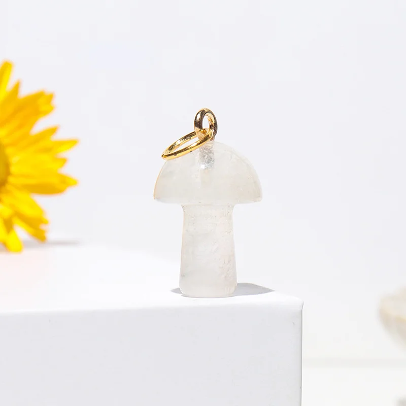 Rock Crystal Mini Mushroom Pendant Agate Necklace