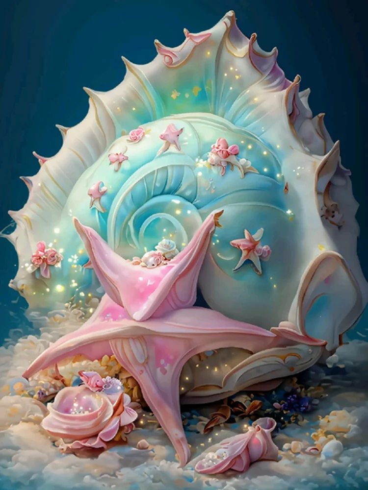 Diamond Painting - Full Round/Square Drill - Beach Shell Conch Scene(30*40 - 50*60cm)