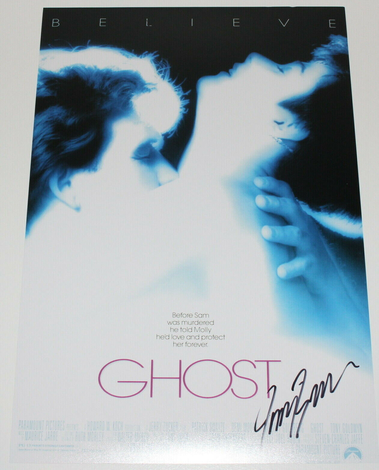 DIRECTOR JERRY ZUCKER SIGNED AUTHENTIC 'GHOST' 12x18 MOVIE POSTER Photo Poster painting w/COA