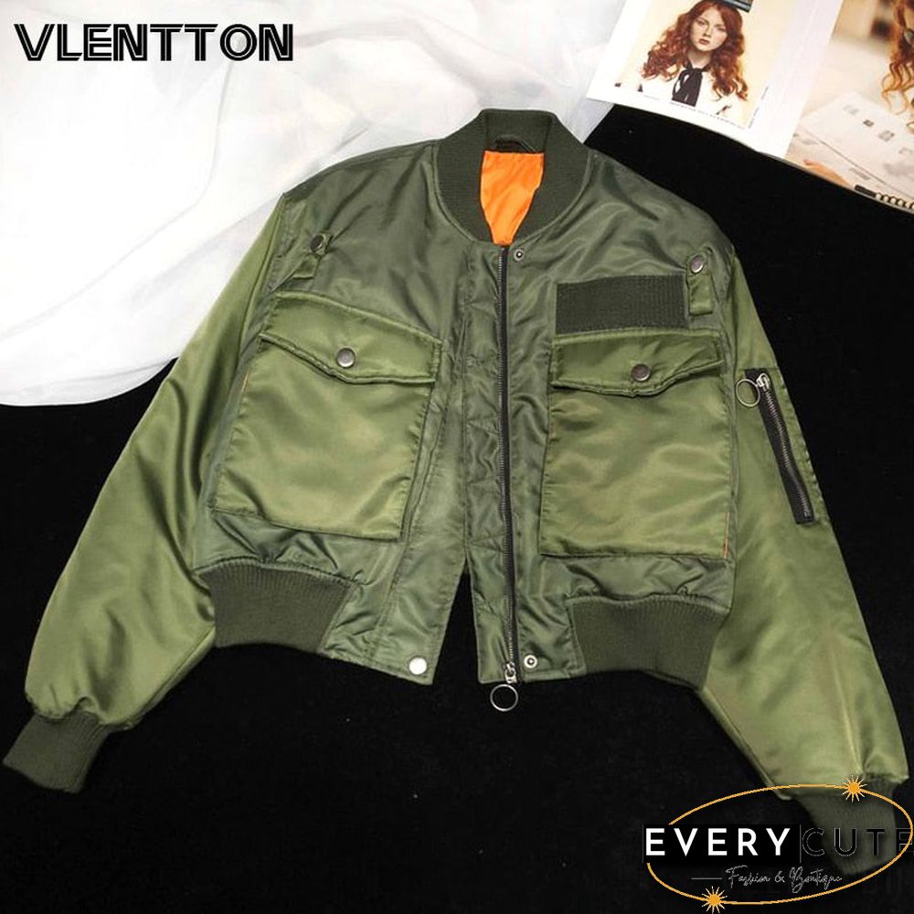 Autumn Winter Women Fashion Bomber Jackets Coat Solid Zipper Short Baseball Outwear Female Tops Casual Loose Overcoats