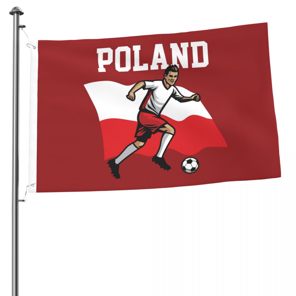 Poland Soccer Player 2x3 FT UV Resistant Flag