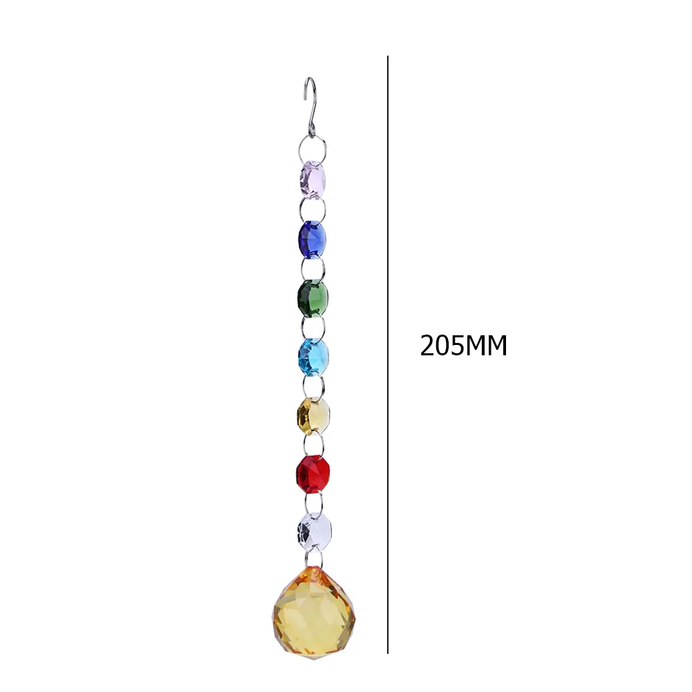 Hanging Crystal Ball Rainbow Prism Light Catcher Wind Chimes Decor (Yellow)