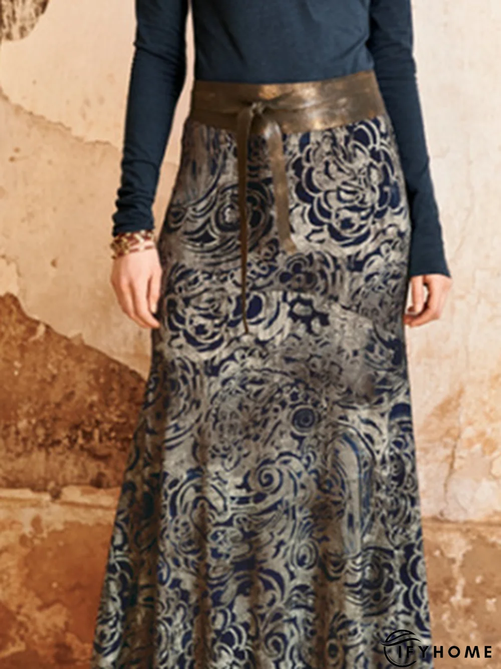 Ethnic Jersey Loose Skirt | IFYHOME