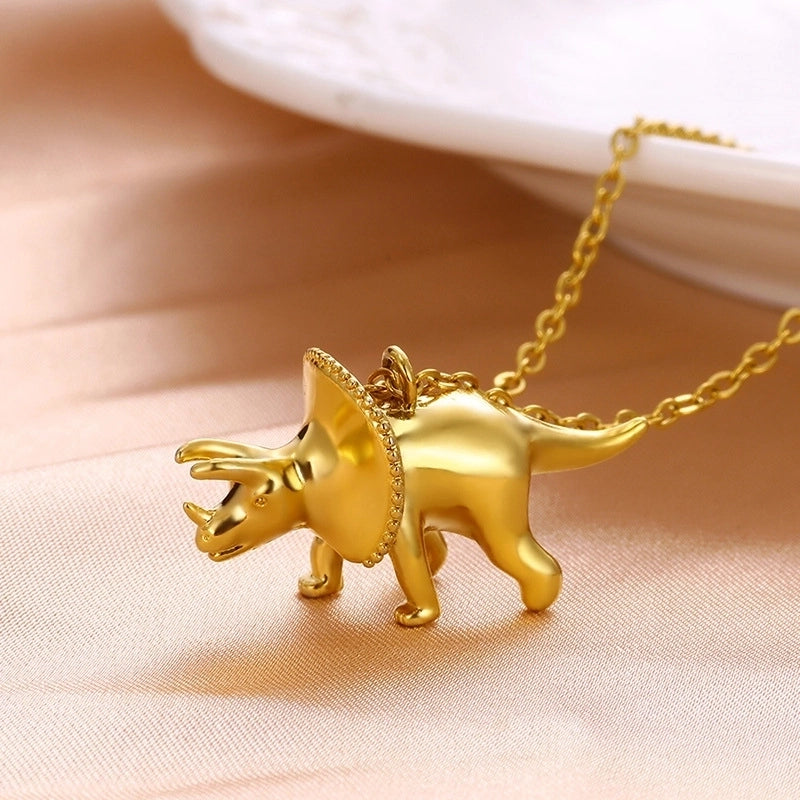 Cute Hip-Hop Dinosaur Titanium Steel Plating Pendant Necklace